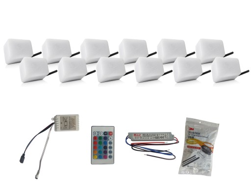 ZESTAW 12X ŚWIECĄCA KOSTKA BRUKOWA LED RGB Piccola