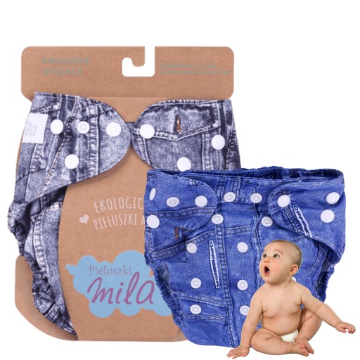 WIELOPIELO pieluszka wielorazowa OTULACZ na wkłady 3-15 kg NIEBIESKA jeans