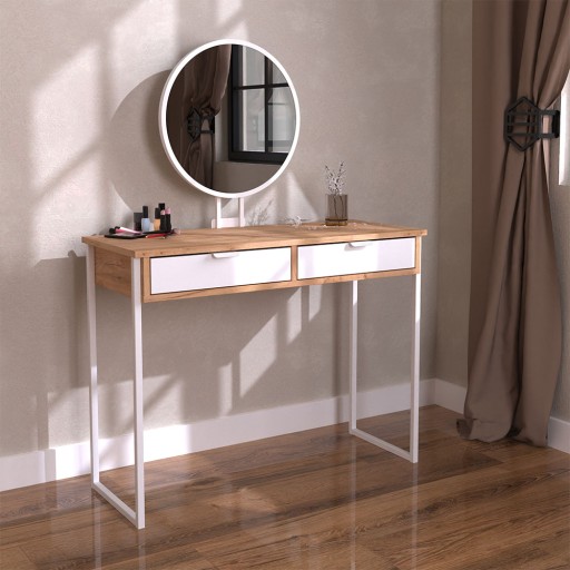 Toaletka z lustrem Feso Loft dąb craft front biały