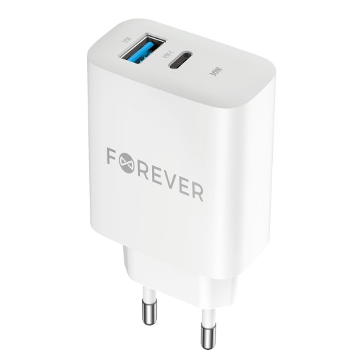 Ładowarka sieciowa FOREVER TC-07-30AC PD QC 30W USB USB-C biała