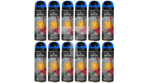 Farba geodezyjna do znakowania spray niebieska 12 sztuk SOPPEC Fluo T.P.