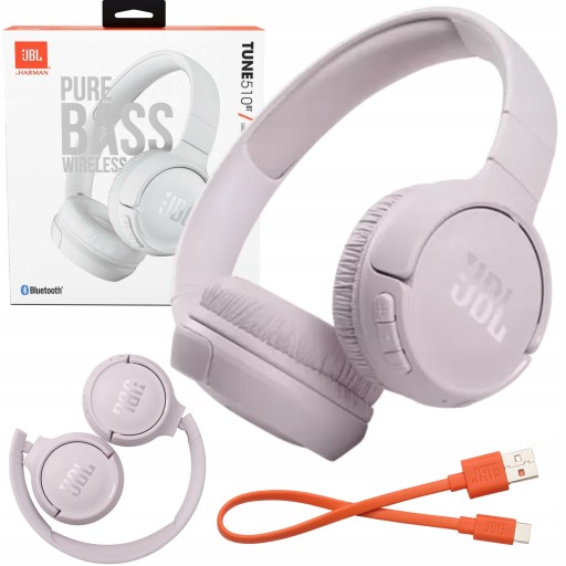 SŁUCHAWKI BEZPRZEWODOWE JBL 510BT NAUSZNE Z MIKROFONEM BLUETOOTH RÓŻOWE