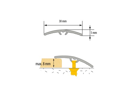 Listwa progowa PVC wcisk 30mm 2w1 Cezar L= 0,90m Mahoń