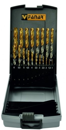 Zestaw wierteł 1-10mm 19szt. HSSE TIN CZW-19 FANAR