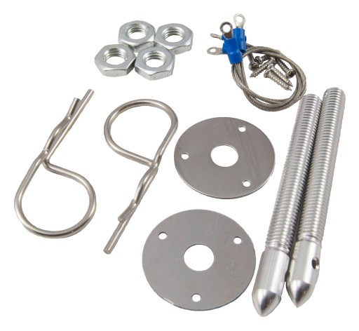 Aluminiowe zapinki maski srebrne MGS + linka