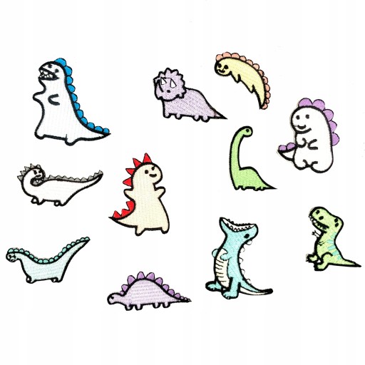 ZESTAW 11 szt Naszywki naklejki Dinozaur