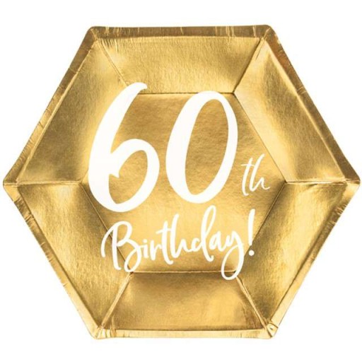Talerzyki 60th Birthday ZŁOTY 60 URODZINY 6szt