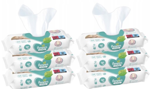 Chusteczki nawilżane Pampers Sensitive 6 x 52 szt