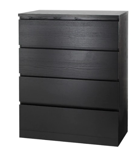IKEA MALM komoda 4 szuflady czarnobrąz