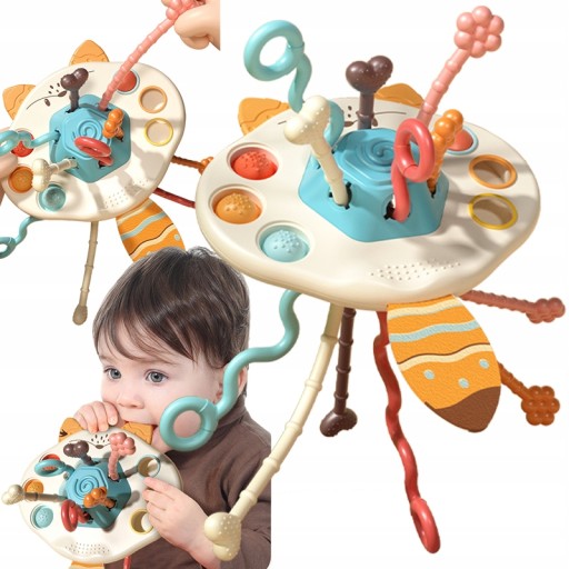 ZABAWKA SENSORYCZNA MONTESSORI GRZECHOTKA DLA NIEMOWLĄT LIS WOOPIE BABY