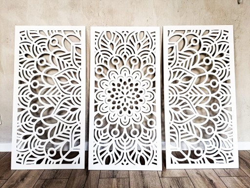 3D MANDALA, TRYPTYK, AŻUROWA DEKORACJA ŚCIENNA