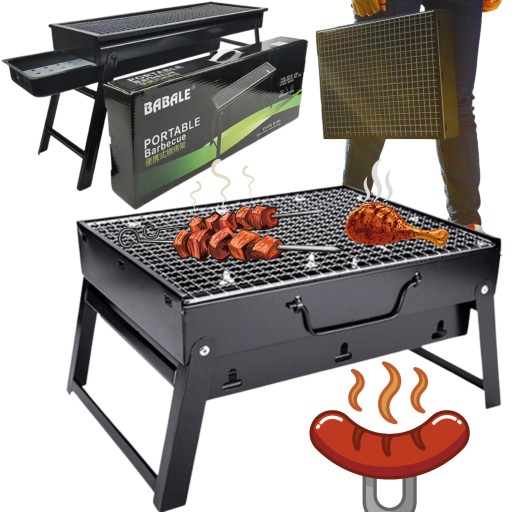 GRILL TURYSTYCZNY WĘGLOWY SKŁADANY PRZENOŚNY KEMPINGOWY WALIZKA BBQ Mobilny