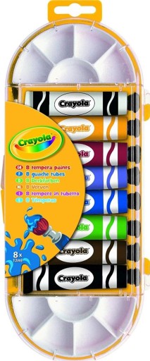 CRAYOLA FARBY TEMPERY SZKOLNE 8 SZT PLASTYKA LOL