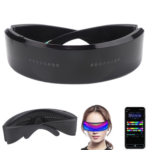 OKULARY LED ŚWIECĄCE CYBERPUNK BLUETOOTH HALLOWEN IMPREZĘ PROGRAMOWALNE DIY