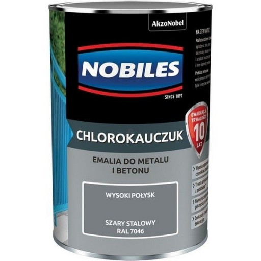 Chlorokauczuk 0,9L RAL7046 SZARY STALOWY Nobiles farba metalu betonu emalia