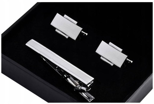 KOMPLET MĘSKI Spinki do Mankietów Spinka do Krawata Metalowy + PUDEŁKO ks15