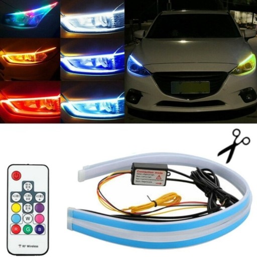 ŚWIATŁA DRL FLEX LED dzienne płynący kierunek +RGB