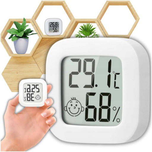 TERMOMETR POKOJOWY I HIGROMETR CYFROWY ELEKTRONICZNY LCD WILGOTNOŚCIOMIERZ