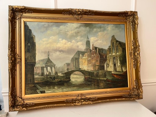 OBRAZ ZŁOTA RAMA MIASTECZKO 82 x 112 cm