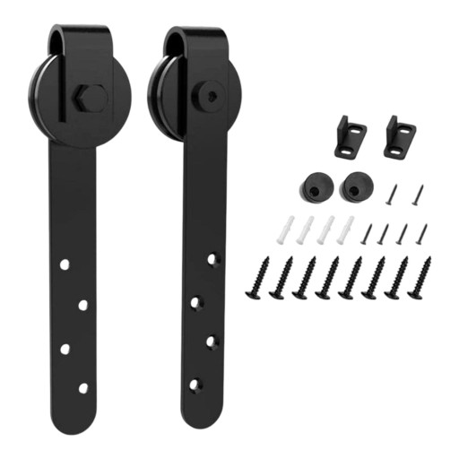 Hardware Sliding Barn Door, black Hanging Rail Steel Closet Door Roller