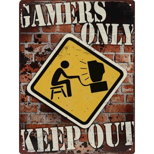 BLASZANY SZYLD - GAMERS ONLY KEEP OUT GRACZ