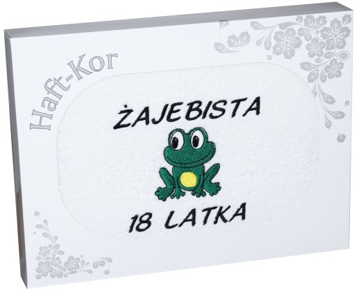 RĘCZNIK 70x140 Z HAFTEM NA PREZENT 18 URODZINY