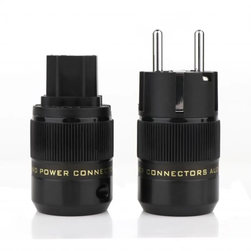 Pair rhodium Hifi Audio Hi-end Schuko AC Power Connector Power Cable A Plug