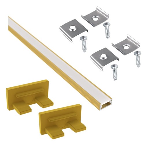 Profil LED Aluminiowy do Taśm 10mm Nawierzch Mleczny Klosz 2m Złoty
