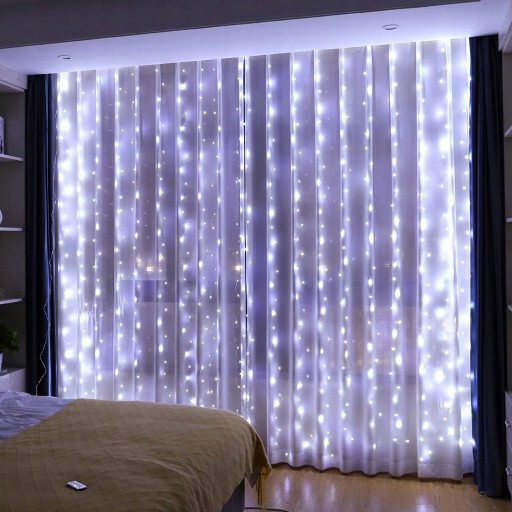 KURTYNA ŚWIETLNA LAMPKI 300LED PILOT GIRLANDA 3x3m