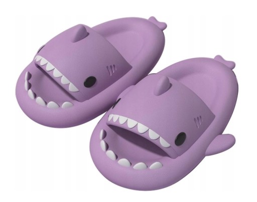 GRUBE KLAPKI NA BASEN REKINY ANTYPOŚLIZGOWE KAPCIE SHARK FIOLETOWE 33-34