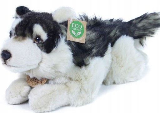 MASKOTKA EKO WILK REALISTYCZNY LEŻĄCY WOLF 35cm