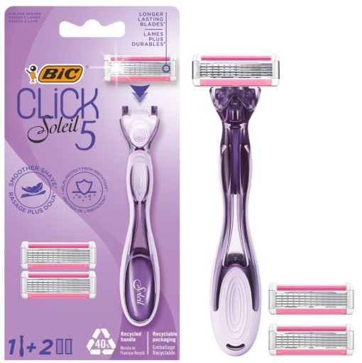BIC ZESTAW MASZYNKA CLICK 5 SOLEIL + 2 WKŁADY DO MASZYNKI OSTRZA NOŻYKI