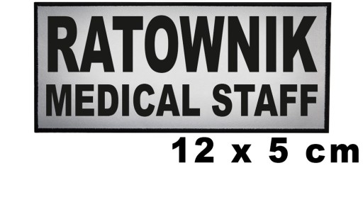 RATOWNIK Medical Staff naszywka emblemat odblaskowy 12x5 cm bez rzepa mały