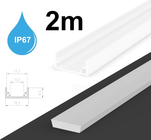 PROFIL LED WODOODPORNY IP67 P11-1 BIAŁY + KLOSZ