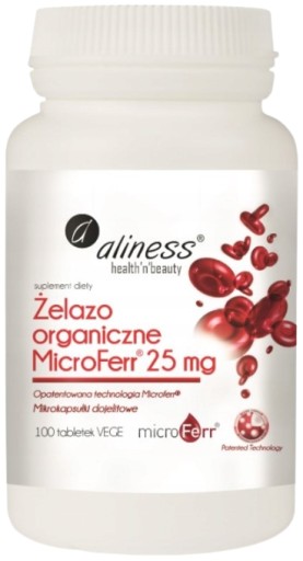 ALINESS ŻELAZO ORGANICZNE Przyswajalne WITAMINA C Anemia Hemoglobina