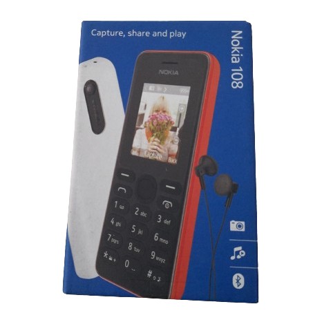 100% NOWY 100% Oryginał Telefon Komórkowy Nokia 108 Czarno Czerwona Nowa