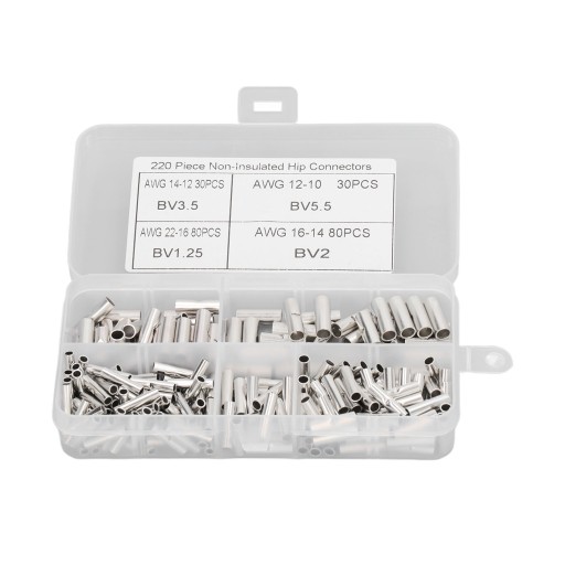220Pcs Non Insulated Butt Connectors Copper Butt Splice Connectors for Home