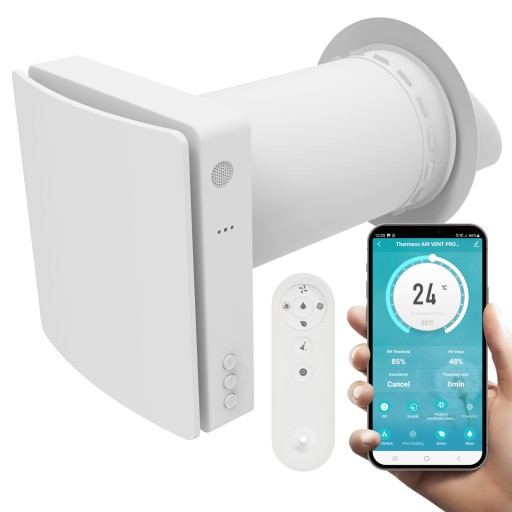 Rekuperator ścienny decentralny AIR VENT PRO 160 60m3/h pilot WIFI Thermeco