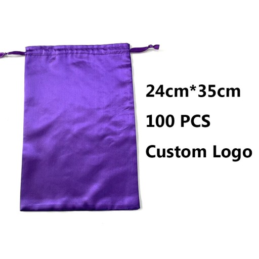 Drawstring Satin Bag with Custom Logo Silky Storage Gift Wrapping Package