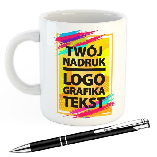 KUBKI REKLAMOWE Z NADRUKIEM + DŁUGOPISY Z LOGO