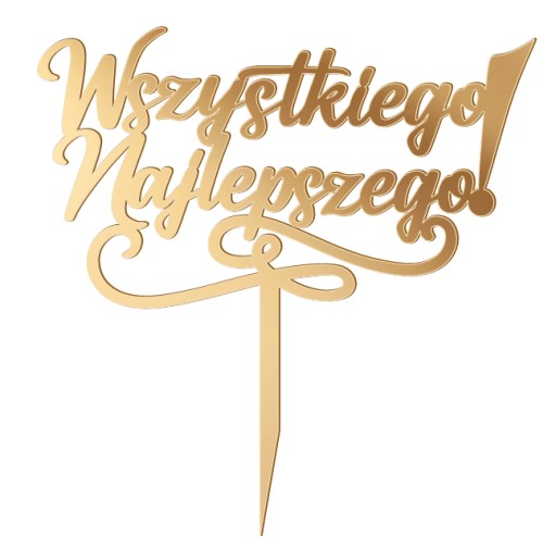 Wszystkiego najlepszego Topper Napis na tort Złote Lustro PLEXI
