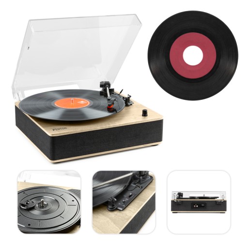 Gramofon HQ BT z głośnikami Fenton Jasne drewno