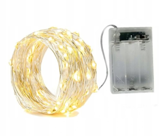 LAMPKI DRUCIKI 50 LED NA BATERIE CIEPŁY