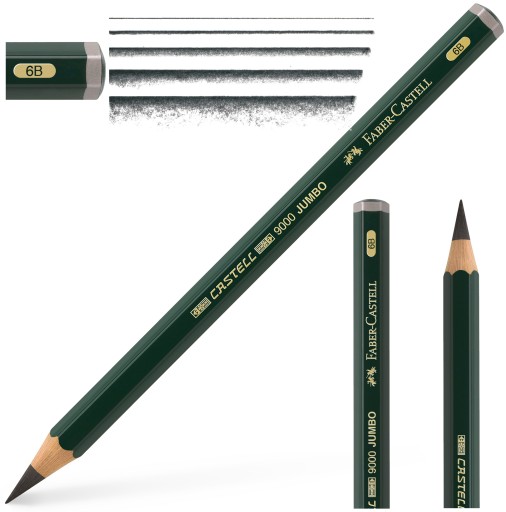 FABER CASTELL Ołówek drewniany grafitowy GRUBY do szkicowania 9000 Jumbo 6B