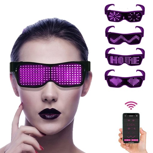 ŚWIECĄCE OKULARY LED BLUETOOTH MIGAJĄCE OKULARYUSB