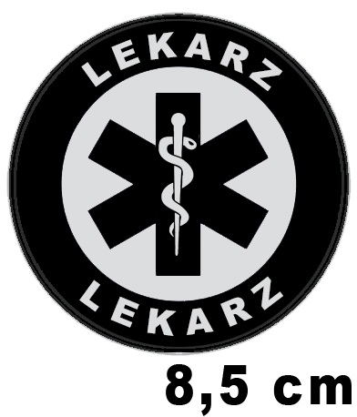 LEKARZ naszywka emblemat odblaskowy okrągły 8,5 cm bez rzepa