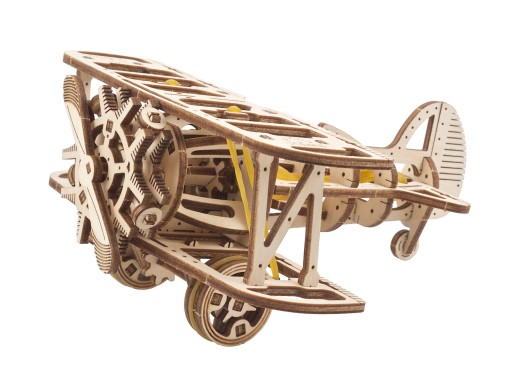 AWIONETKA Mini-Biplane mechaniczne puzzle3D UGears