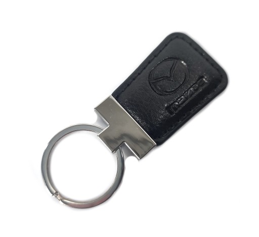 SKÓRZANY BRELOK DO KLUCZY LOGO MAZDA + ETUI