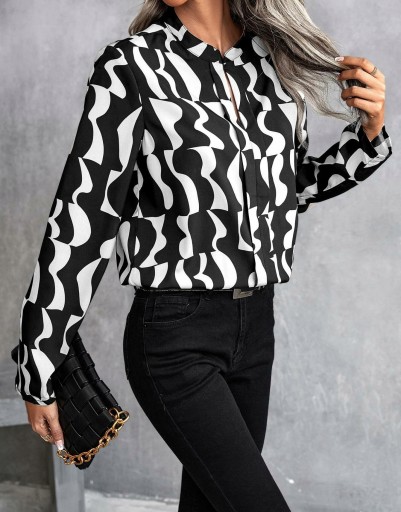 SHEIN BLUZKA KOSZULA ELEGANCKA BIAŁO CZARNA Shein
