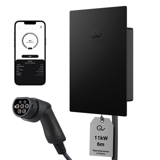 Green Wallbox 2 Pro Slim 11kW z kablem Type 2 6m WiFi APP Harmonogram Smart